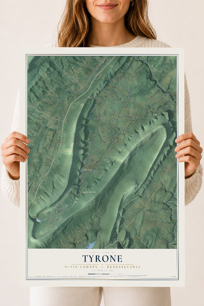 Map of Tyrone, Blair County, Pennsylvania, 18 x 24 inch unframed archival matte print