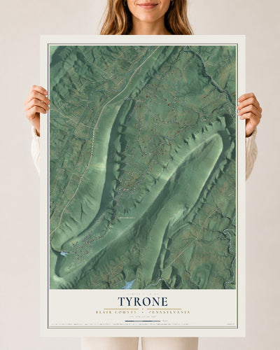 Map of Tyrone, Blair County, Pennsylvania, 24 x 36 inch unframed archival matte print