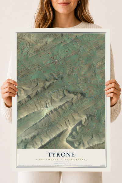 Map of Tyrone, Perry County, Pennsylvania, 18 x 24 inch unframed archival matte print