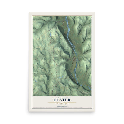 Map of Ulster, Pennsylvania, 12 x 18 inch unframed archival matte print