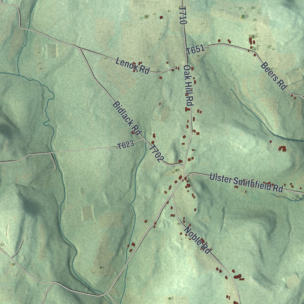 Close-up of the map of Ulster, Pennsylvania print showing street and building detail