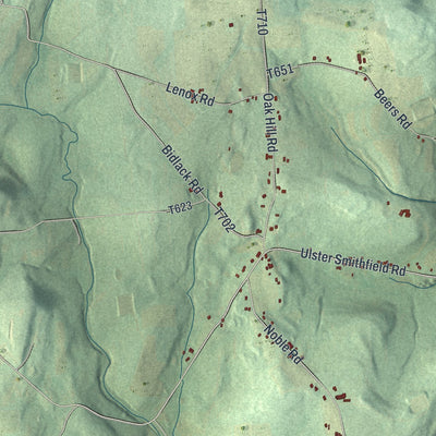 Close-up of the map of Ulster, Pennsylvania print showing street and building detail