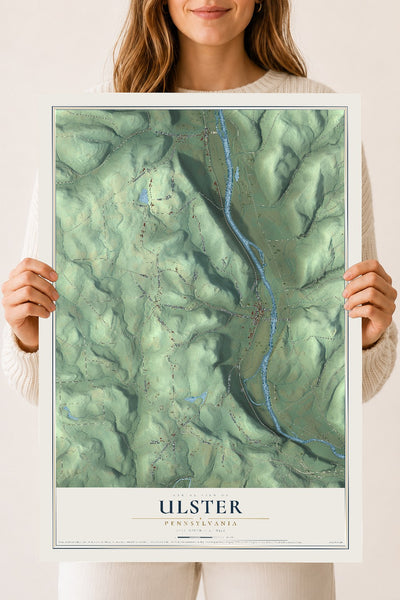 Map of Ulster, Pennsylvania, 18 x 24 inch unframed archival matte print