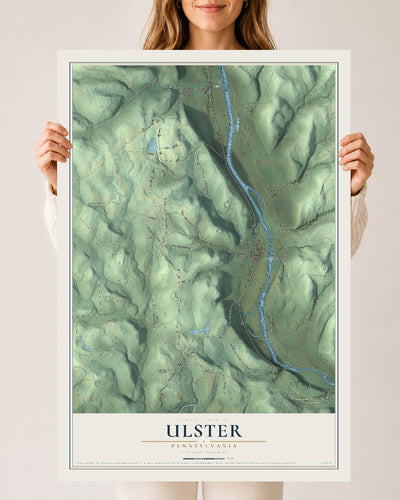 Map of Ulster, Pennsylvania, 24 x 36 inch unframed archival matte print