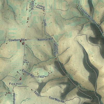 Second close-up of the map of Ulysses, Potter County, Pennsylvania print showing more streets and buildings