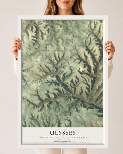Map of Ulysses, Potter County, Pennsylvania, 24 x 36 inch unframed archival matte print