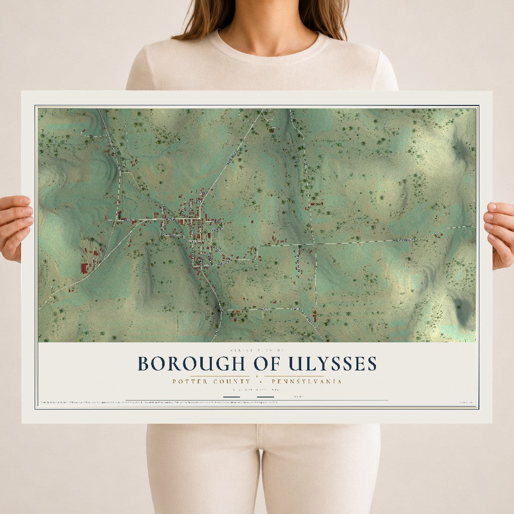 Map of the Borough of Ulysses, Potter County, Pennsylvania, 18 x 24 inch unframed archival matte print