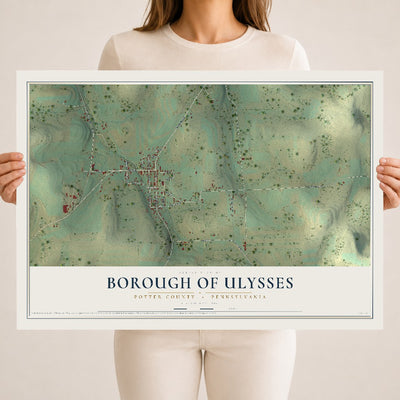 Map of the Borough of Ulysses, Potter County, Pennsylvania, 18 x 24 inch unframed archival matte print