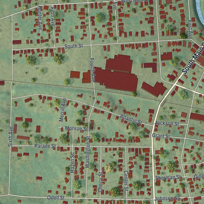 Close-up of the map of Union City, Pennsylvania print showing street and building detail