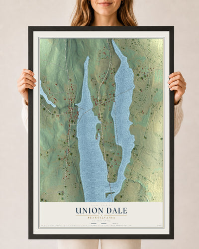 Map of Union Dale, Pennsylvania, 24 x 36 inch print in a black wood frame