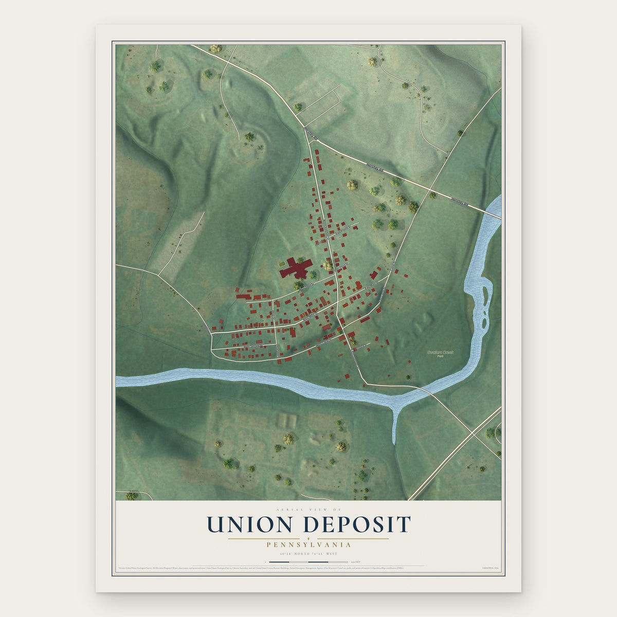 Union Deposit, Pennsylvania map print, the full design