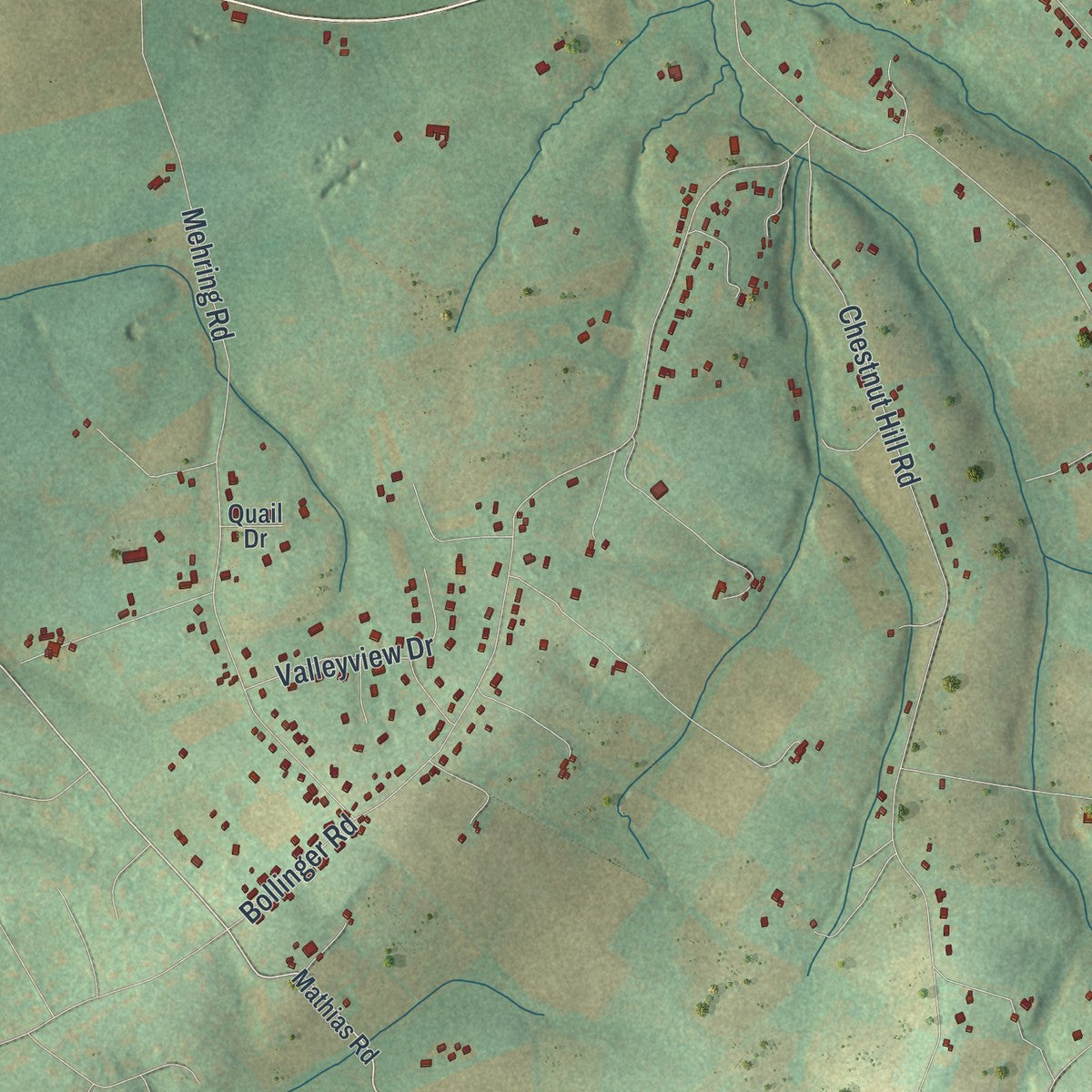 Second close-up of the map of Union, Adams County, Pennsylvania print showing more streets and buildings