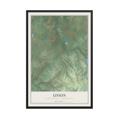 Map of Union, Adams County, Pennsylvania, 12 x 18 inch print in a black wood frame