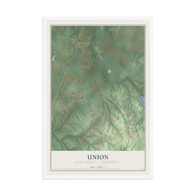 Map of Union, Adams County, Pennsylvania, 12 x 18 inch print in a white wood frame