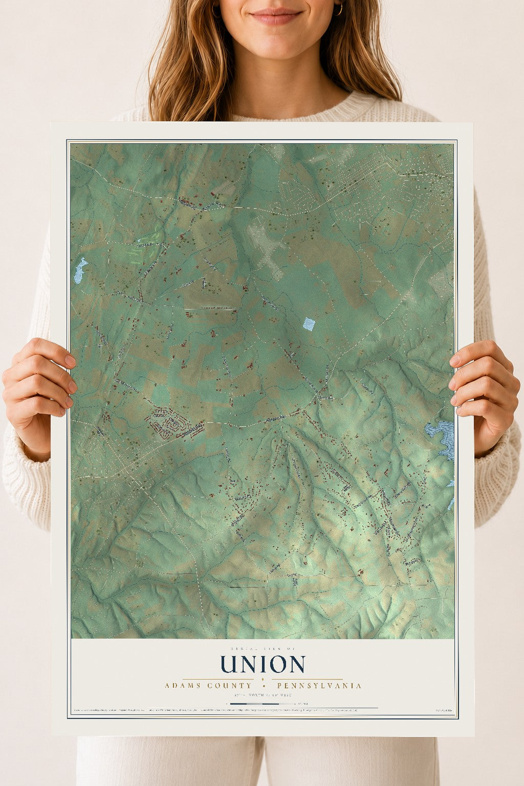 Map of Union, Adams County, Pennsylvania, 18 x 24 inch unframed archival matte print