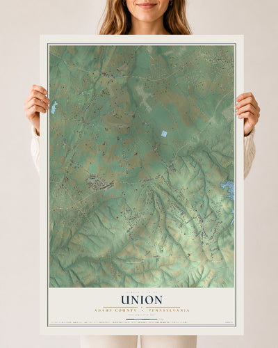 Map of Union, Adams County, Pennsylvania, 24 x 36 inch unframed archival matte print