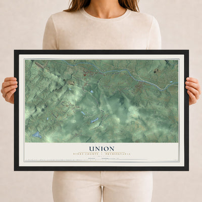 Map of Union, Berks County, Pennsylvania, 12 x 18 inch print in a black wood frame