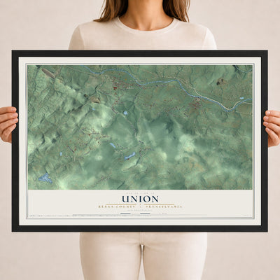 Map of Union, Berks County, Pennsylvania, 18 x 24 inch print in a black wood frame
