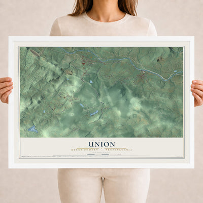 Map of Union, Berks County, Pennsylvania, 18 x 24 inch print in a white wood frame