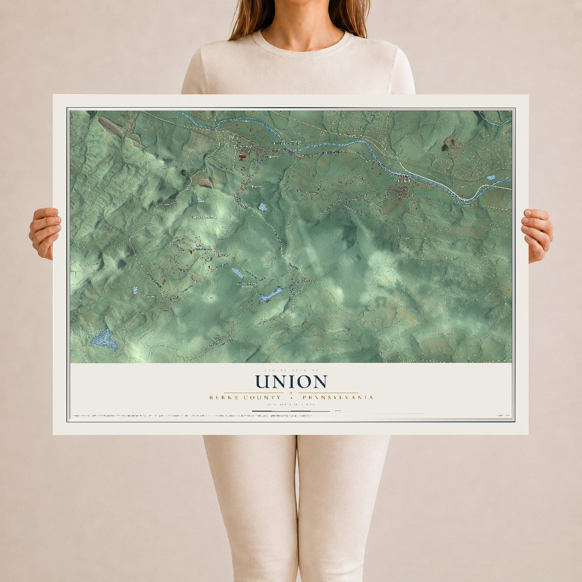 Map of Union, Berks County, Pennsylvania, 24 x 36 inch unframed archival matte print