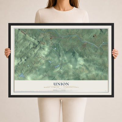 Map of Union, Berks County, Pennsylvania, 24 x 36 inch print in a black wood frame