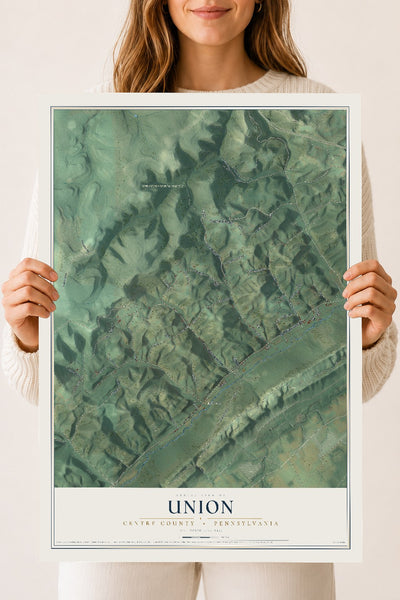 Map of Union, Centre County, Pennsylvania, 18 x 24 inch unframed archival matte print