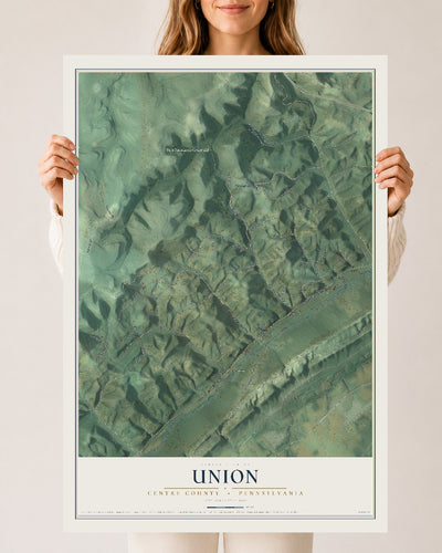 Map of Union, Centre County, Pennsylvania, 24 x 36 inch unframed archival matte print