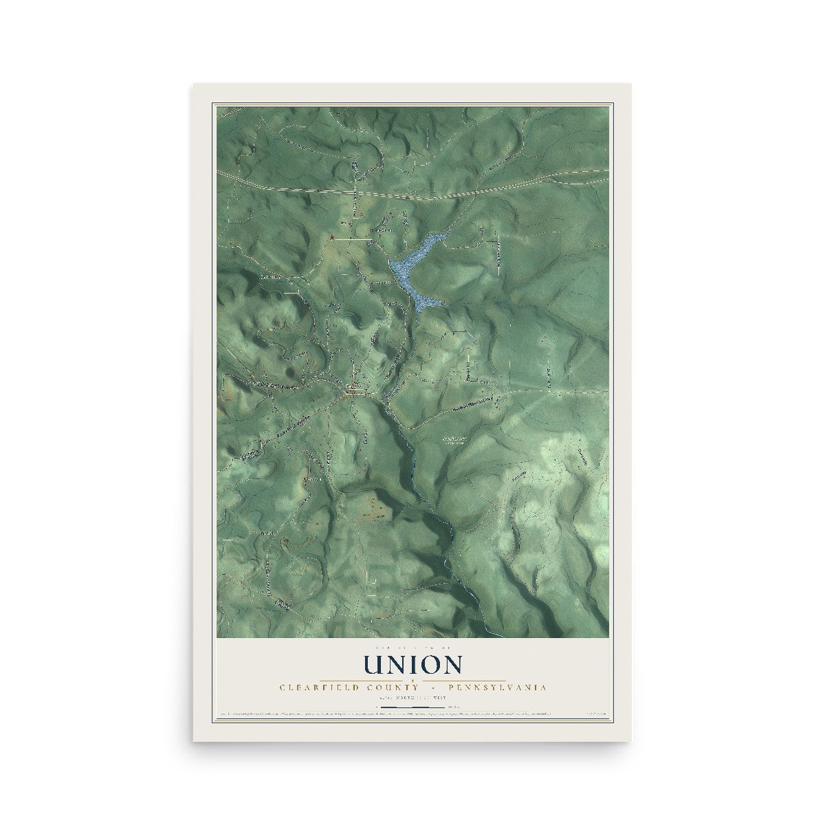 Map of Union, Clearfield County, Pennsylvania, 12 x 18 inch unframed archival matte print