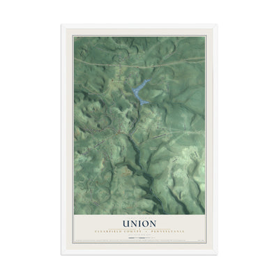 Map of Union, Clearfield County, Pennsylvania, 12 x 18 inch print in a white wood frame