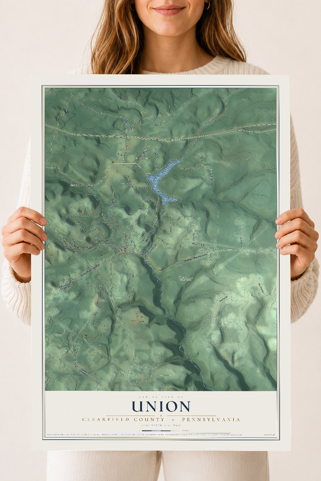 Map of Union, Clearfield County, Pennsylvania, 18 x 24 inch unframed archival matte print
