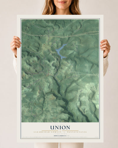 Map of Union, Clearfield County, Pennsylvania, 24 x 36 inch unframed archival matte print