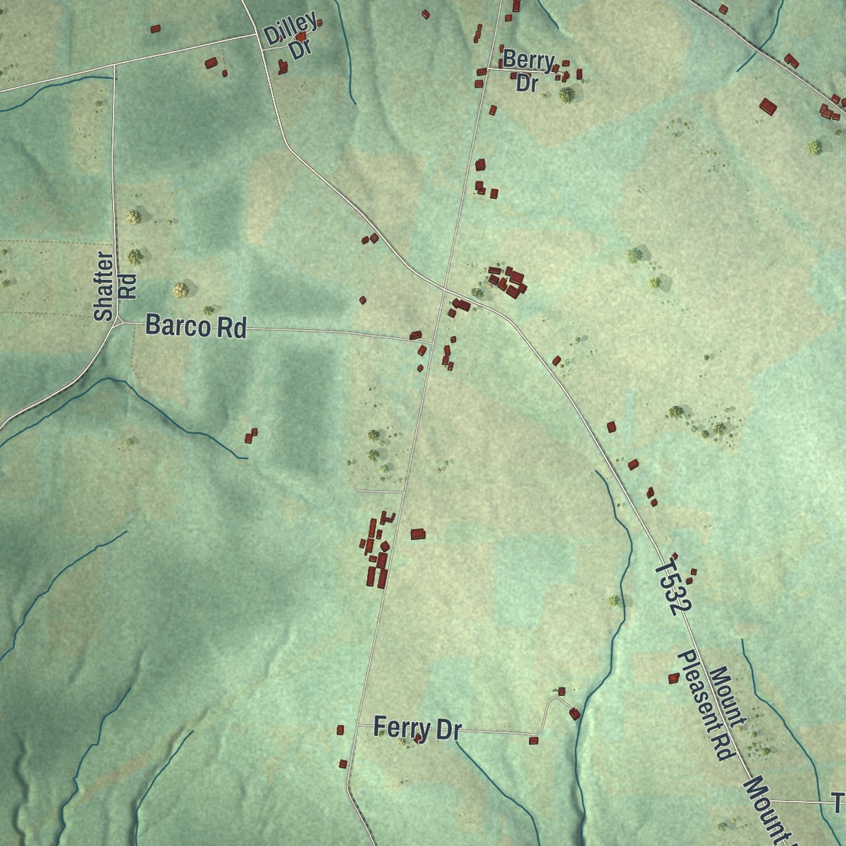 Second close-up of the map of Union, Crawford County, Pennsylvania print showing more streets and buildings