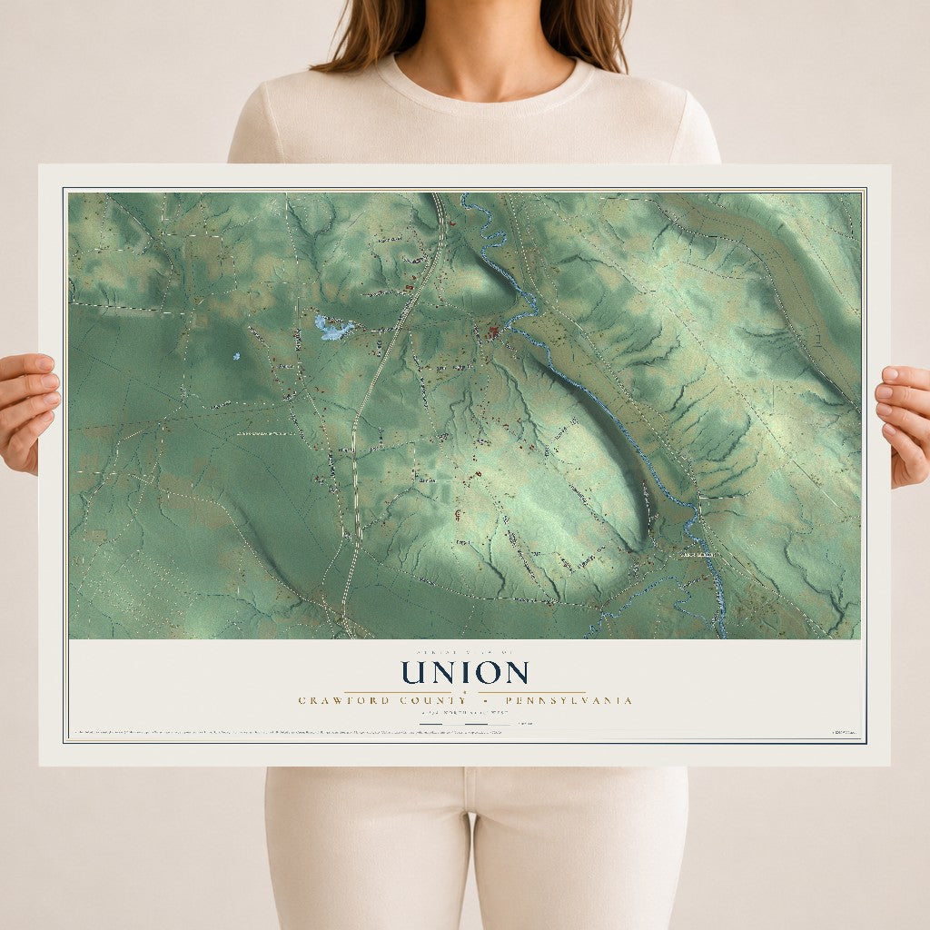 Map of Union, Crawford County, Pennsylvania, 18 x 24 inch unframed archival matte print