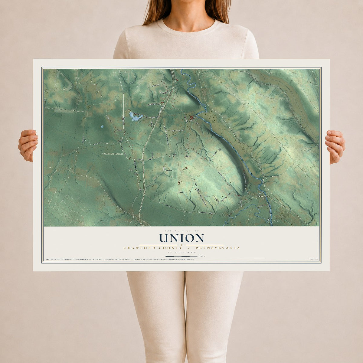 Map of Union, Crawford County, Pennsylvania, 24 x 36 inch unframed archival matte print
