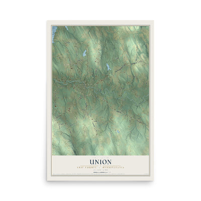 Map of Union, Erie County, Pennsylvania, 12 x 18 inch unframed archival matte print