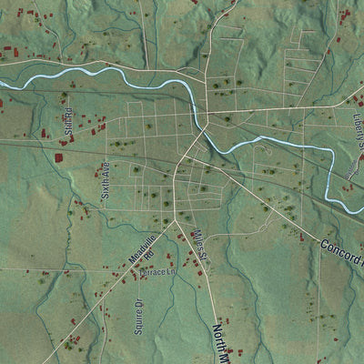 Close-up of the map of Union, Erie County, Pennsylvania print showing street and building detail
