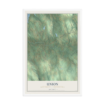 Map of Union, Erie County, Pennsylvania, 12 x 18 inch print in a white wood frame