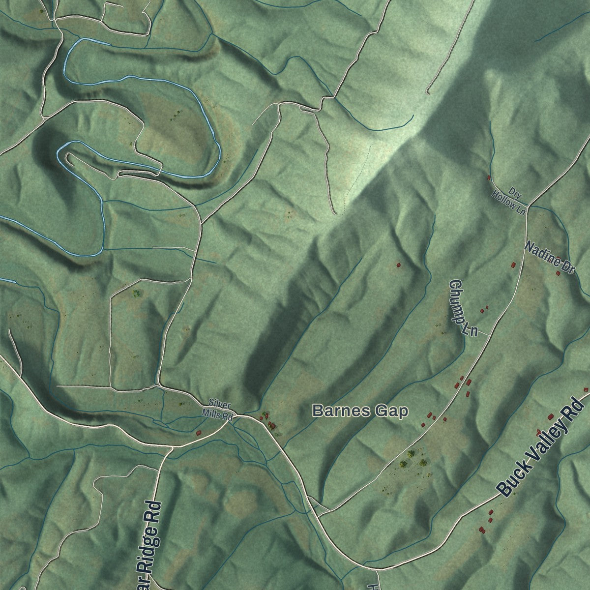 Second close-up of the map of Union, Fulton County, Pennsylvania print showing more streets and buildings