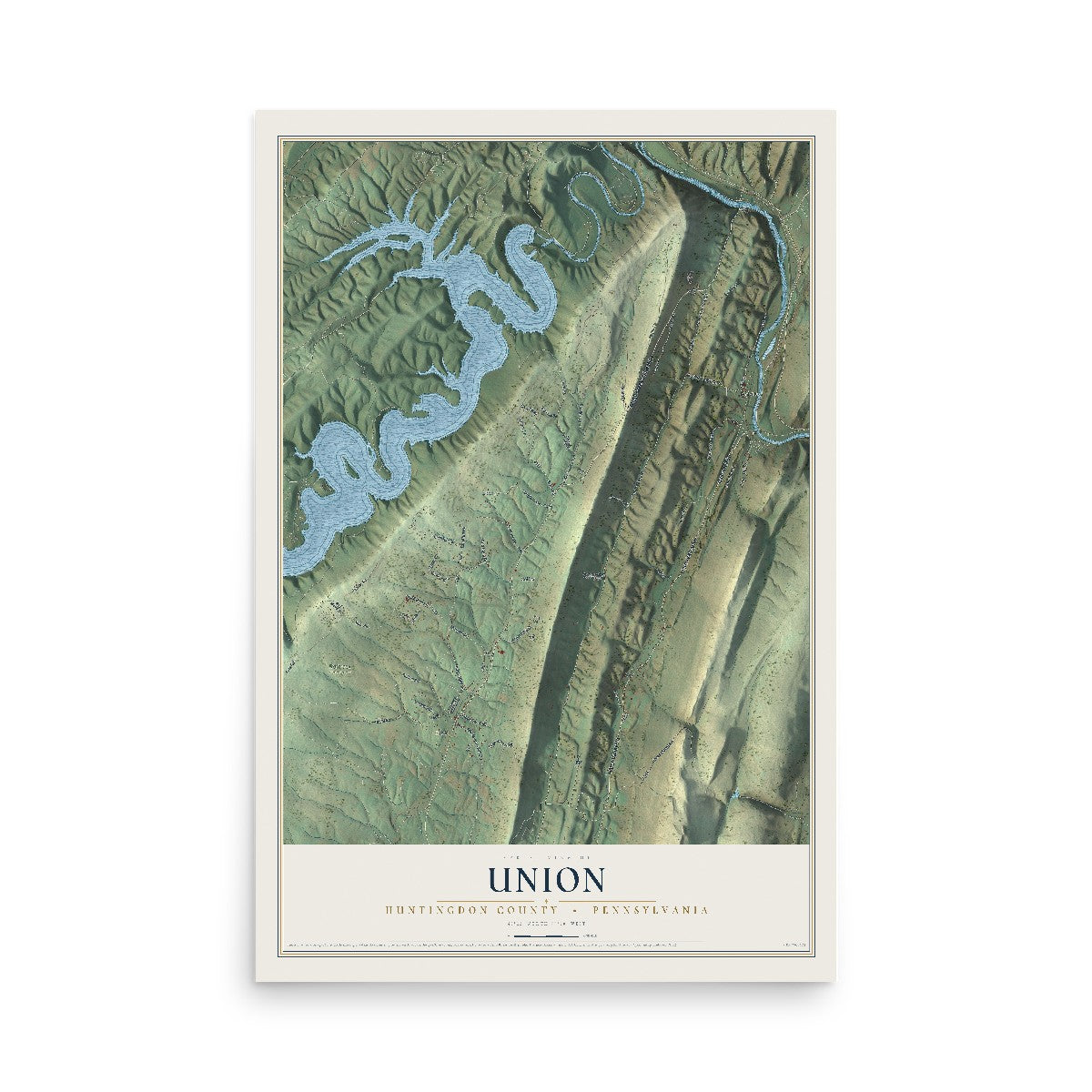 Map of Union, Huntingdon County, Pennsylvania, 12 x 18 inch unframed archival matte print