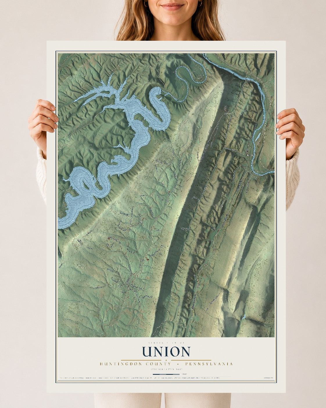Map of Union, Huntingdon County, Pennsylvania, 24 x 36 inch unframed archival matte print