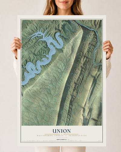 Map of Union, Huntingdon County, Pennsylvania, 24 x 36 inch unframed archival matte print