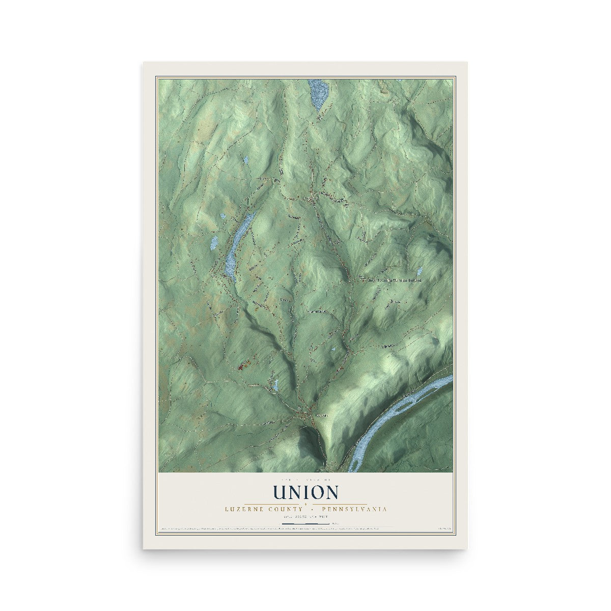 Map of Union, Luzerne County, Pennsylvania, 12 x 18 inch unframed archival matte print