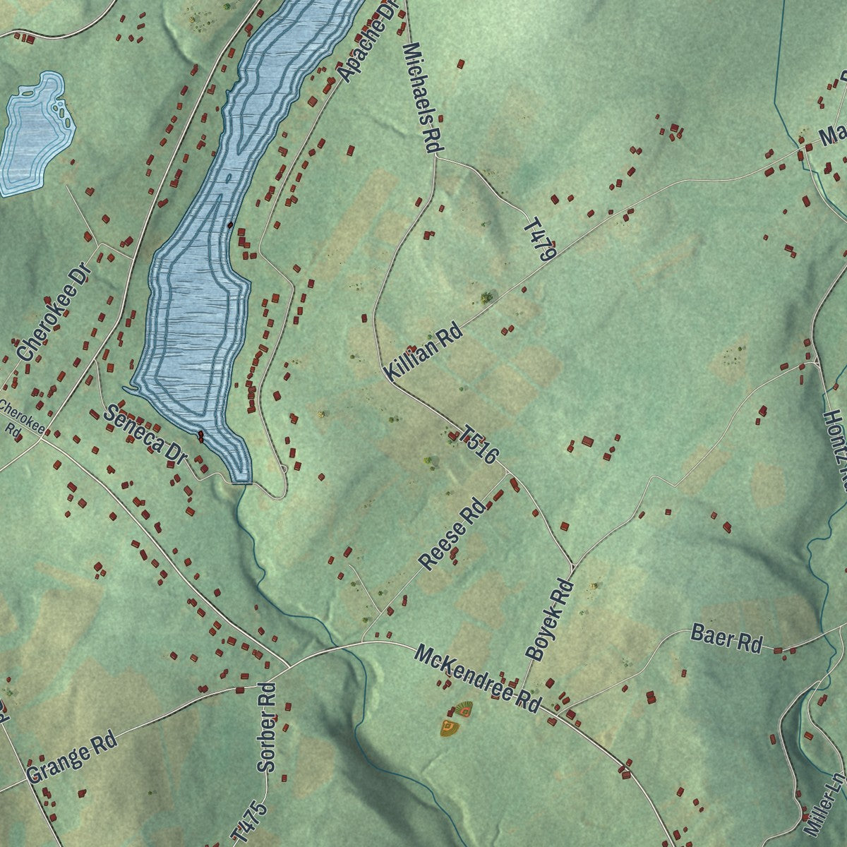 Close-up of the map of Union, Luzerne County, Pennsylvania print showing street and building detail