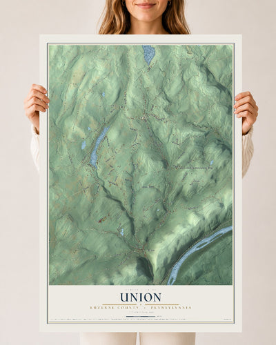 Map of Union, Luzerne County, Pennsylvania, 24 x 36 inch unframed archival matte print