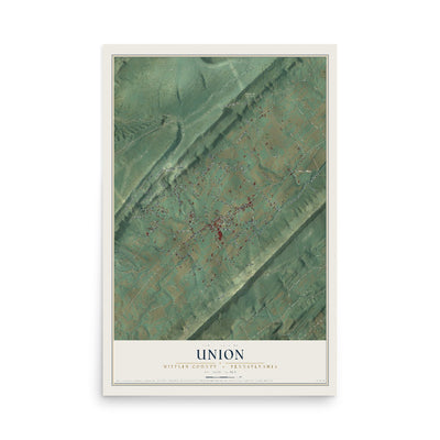 Map of Union, Mifflin County, Pennsylvania, 12 x 18 inch unframed archival matte print