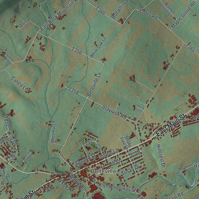 Close-up of the map of Union, Mifflin County, Pennsylvania print showing street and building detail
