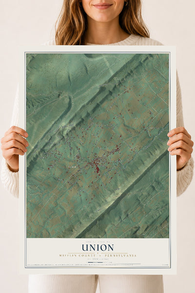 Map of Union, Mifflin County, Pennsylvania, 18 x 24 inch unframed archival matte print