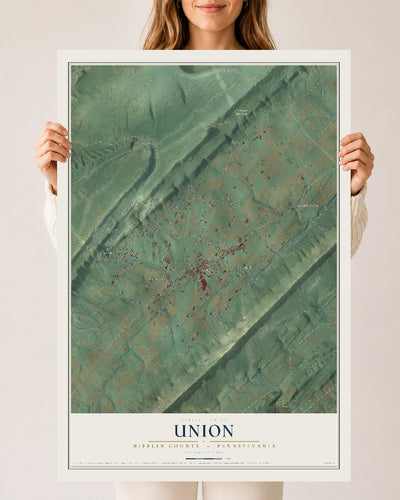 Map of Union, Mifflin County, Pennsylvania, 24 x 36 inch unframed archival matte print