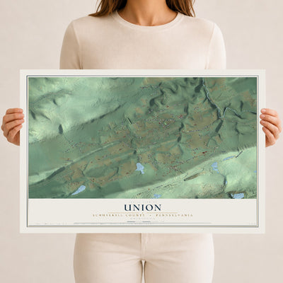 Map of Union, Schuylkill County, Pennsylvania, 12 x 18 inch unframed archival matte print