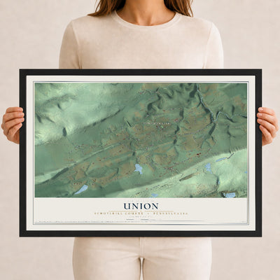 Map of Union, Schuylkill County, Pennsylvania, 12 x 18 inch print in a black wood frame